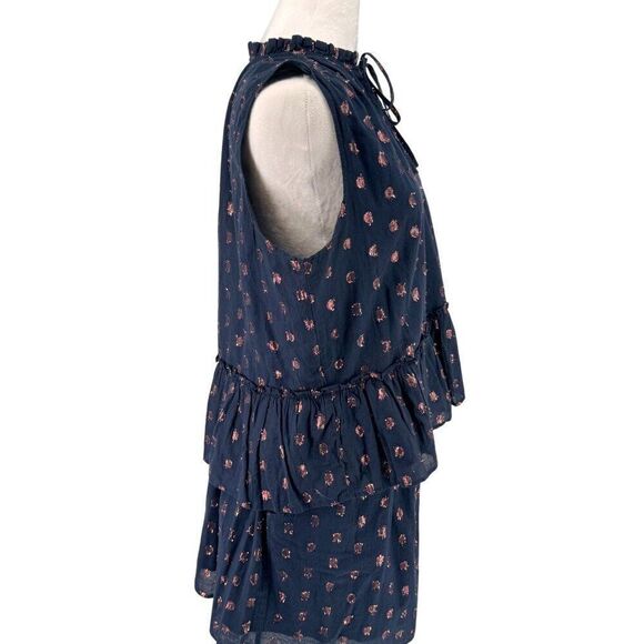 J. Crew 2-Piece Set Navy & Rose Gold Metallic Polka Dot Skirt & Top Sz M EUC - Picture 6 of 15